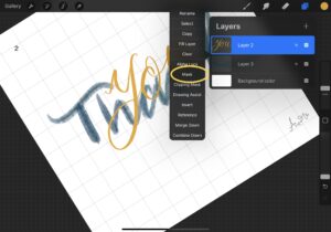 A screenshop of my Ipad for my hand lettering (Thank you) to explain on it